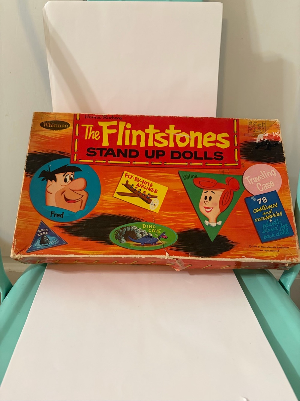 Vintage The Flintstones Stand Up Dolls Traveling Case 1962 NO DOLLS JUST CLOTHES